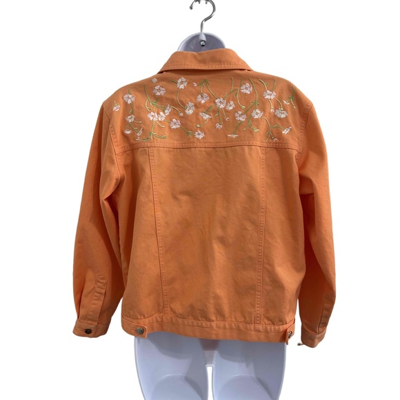 Blaine Trump Orange Floral Machine Embroidered Vine Yolk Collared Jacket Womens - Picture 7 of 7
